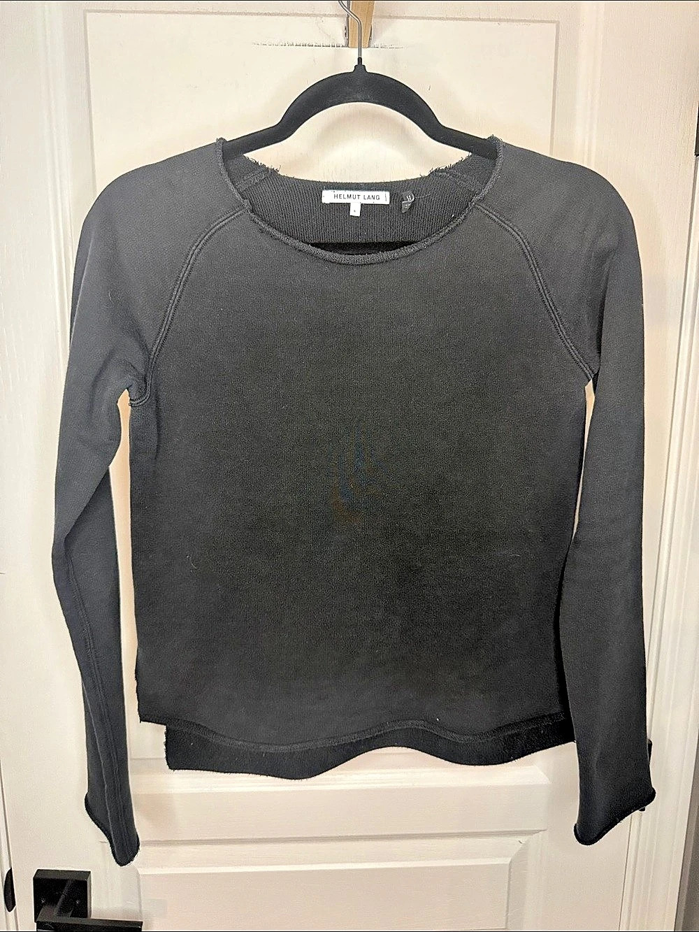 Helmut Lang Long Sleeve Raglan Top Black Cotton Raglan Top Size Small